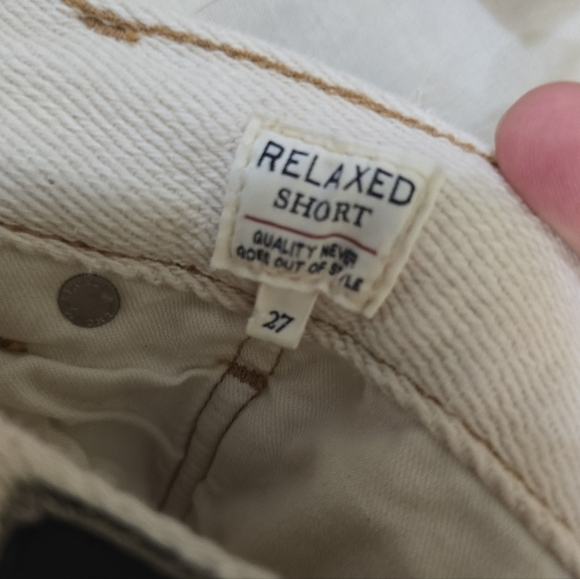 Levi's Made & Crafted White Rigid Denim Shorts 27 Destroyed Raw Hem - Picture 6 of 8